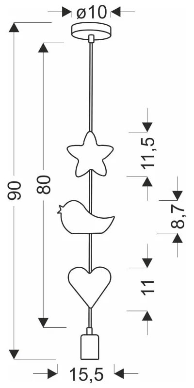 Lampada per bambini bianca e rosa con paralume in metallo Single - Candellux Lighting