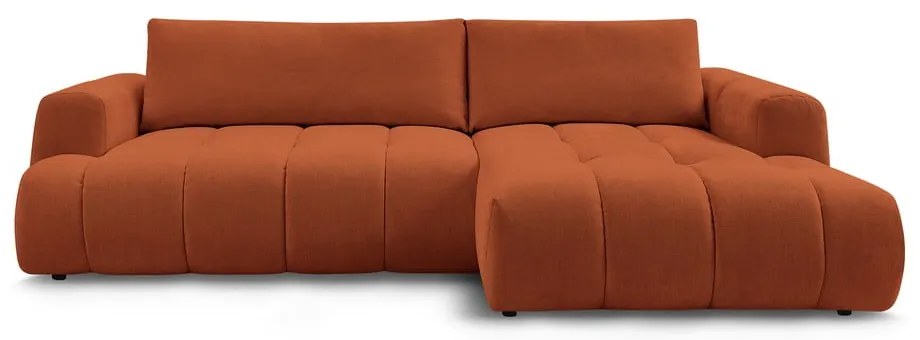 Divano angolare color mattone allungabile e con contenitore (penisola a destra/chaise lounge) Fuji – Bobochic Paris