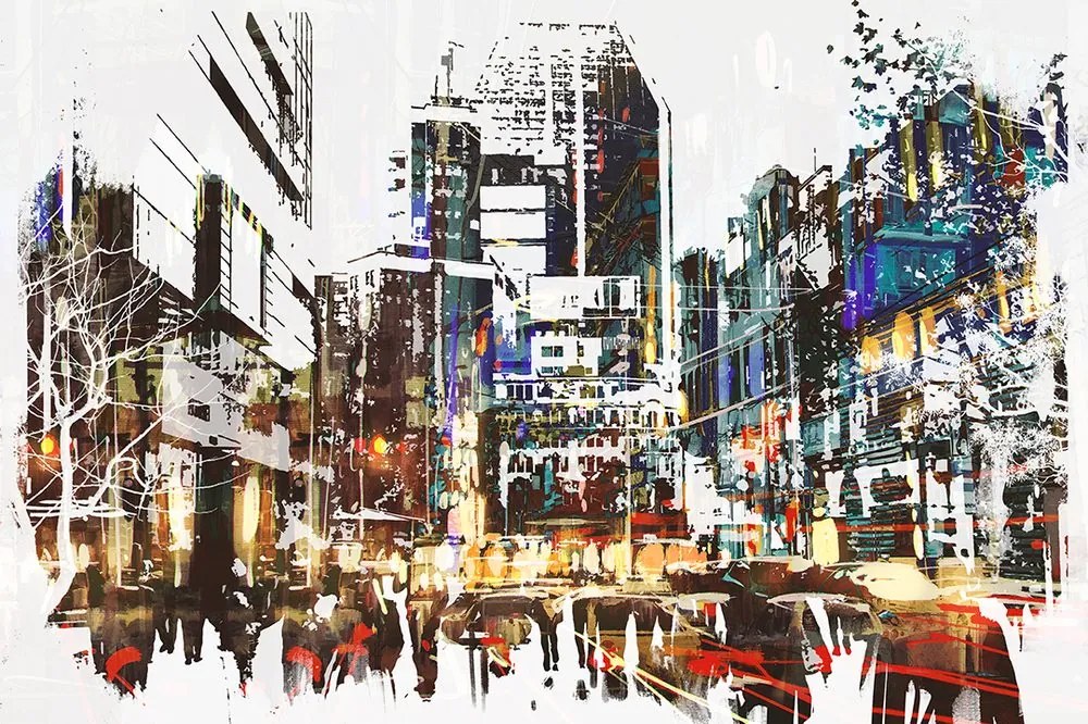 Carta da parati autoadesiva – Panorama astratto della città
