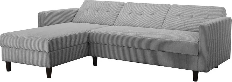 Divano letto angolare in velluto a coste grigio chiaro Hartford - Støraa