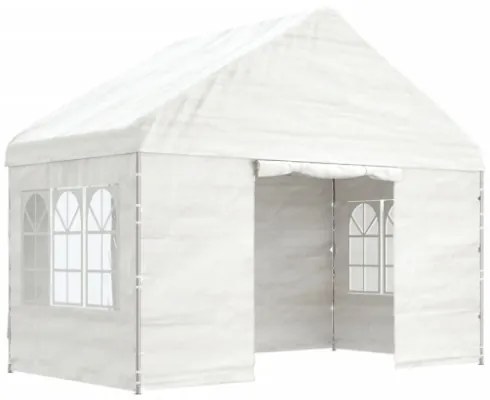 Gazebo con Tetto Bianco 4,08x2,23x3,22 m in Polietilene