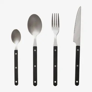 Posate In Acciaio Inox Tirvola 16 Pezzi Nero - Sklum