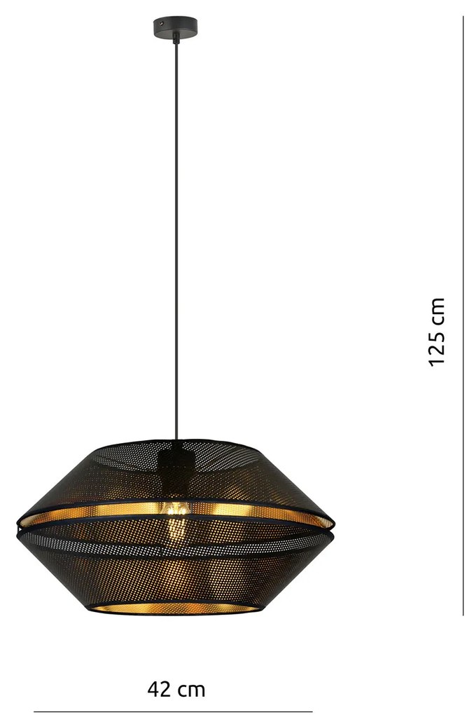 Sospensione Contemporanea 1 Luce Enea In Metallo Nero E Oro