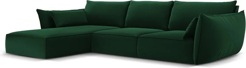 Divano angolare verde scuro (con penisola a sinistra/con chaise lounge) con rivestimento in velluto Vanda – Mazzini Sofas