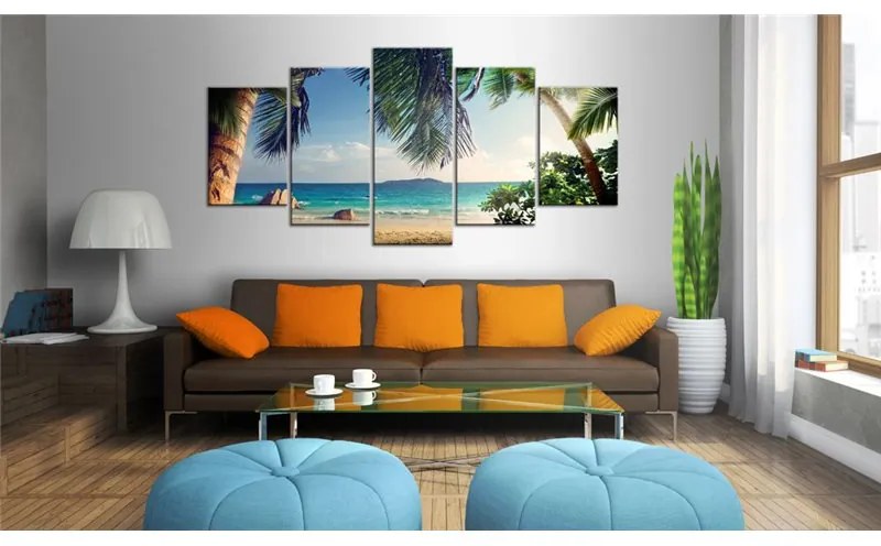 Quadro  Under palm trees  Colore Crema, Dimensioni e Misure 100x50