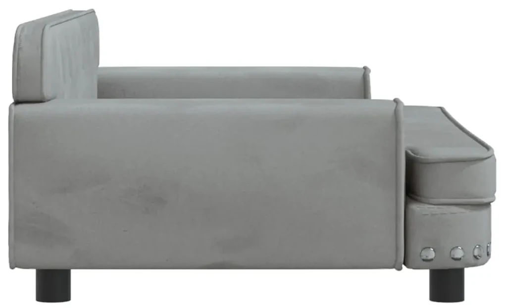 Lettino per cani grigio chiaro 90x53x30 cm in velluto