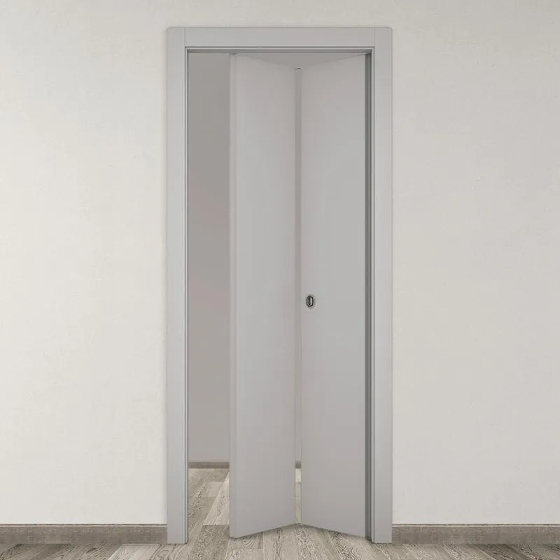 Porta tamburata pieghevole a libro simmetrica Cinder grigio L 70 x H 210 cm destra