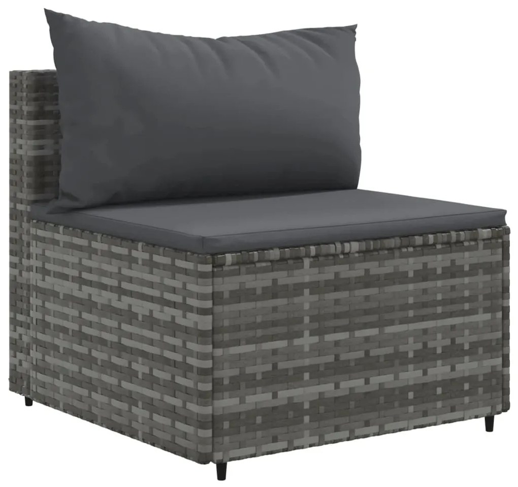 Set divani da giardino 6 pz con cuscini in polyrattan grigio