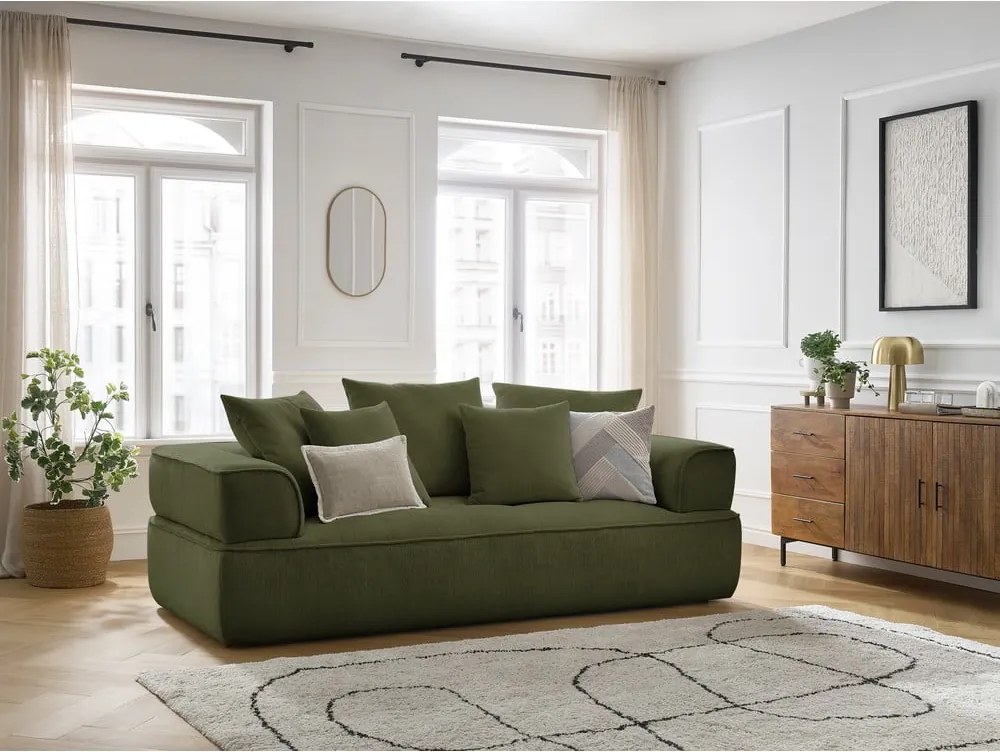 Divano verde con rivestimento in ciniglia 237 cm Whesley – Bobochic Paris