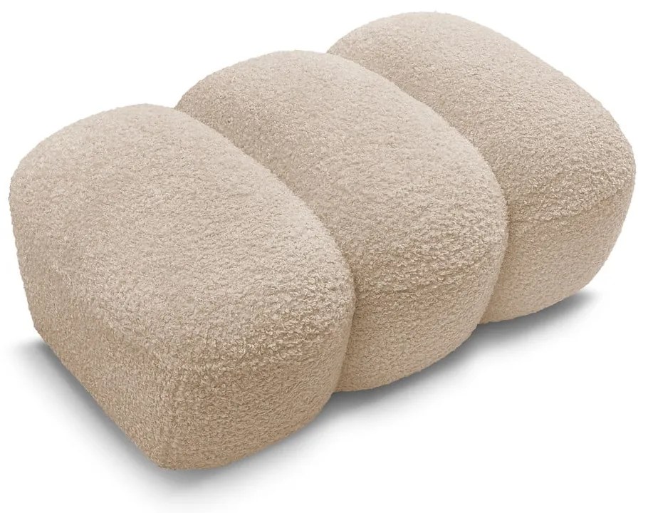 Poggiapiedi beige con rivestimento in bouclé Hippolyte – Bobochic Paris