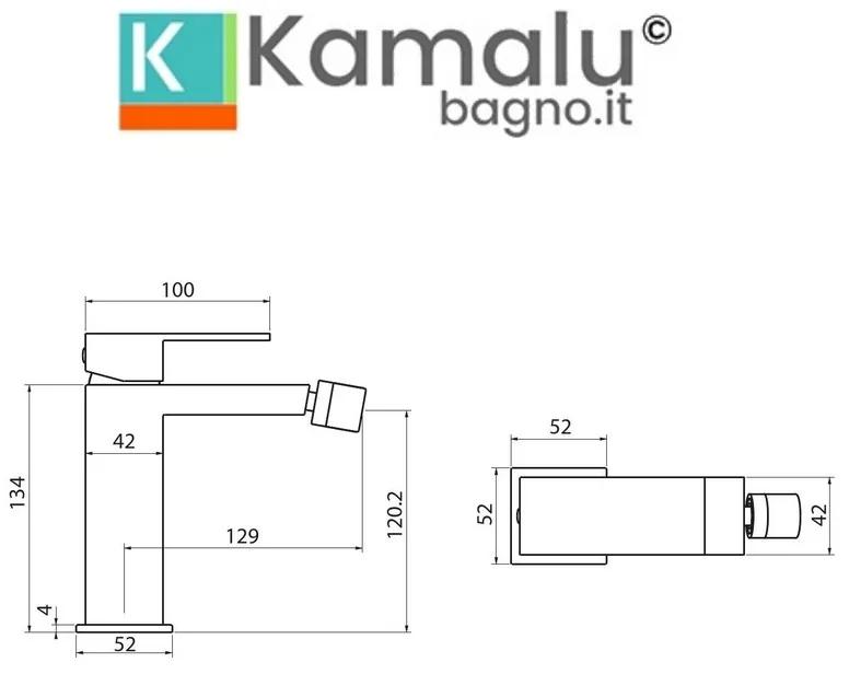 Kamalu - miscelatore bidet design squadrato in ottone | kam-diana