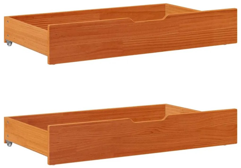Cassettoni Per Letto 2pz Marrone Cera 90x55x16 Cm Legno Di Pino /
