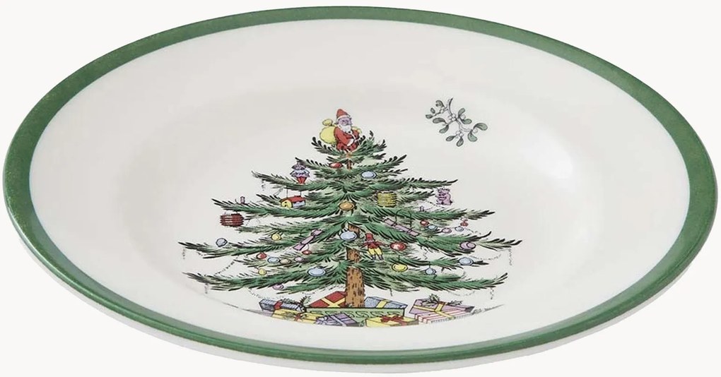 Set di 4 piatti da torta in gres Christmas Tree