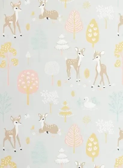 Majvillan Carta da parati Golden Woods - Soft Grey