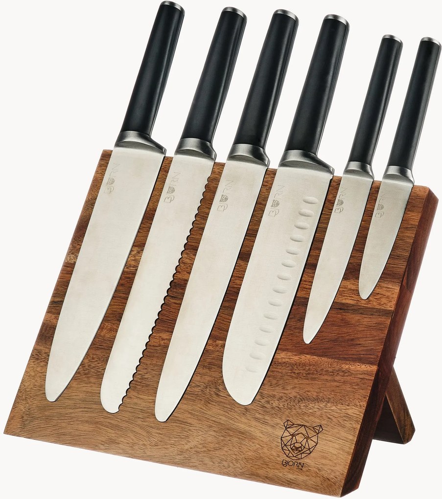 Set ceppo per coltelli in legno di acacia con coltelli Vantaa 7 pz