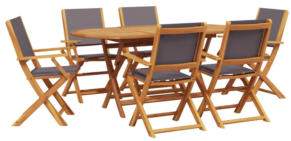 Set pranzo da giardino 7 pz antracite tessuto e legno massello