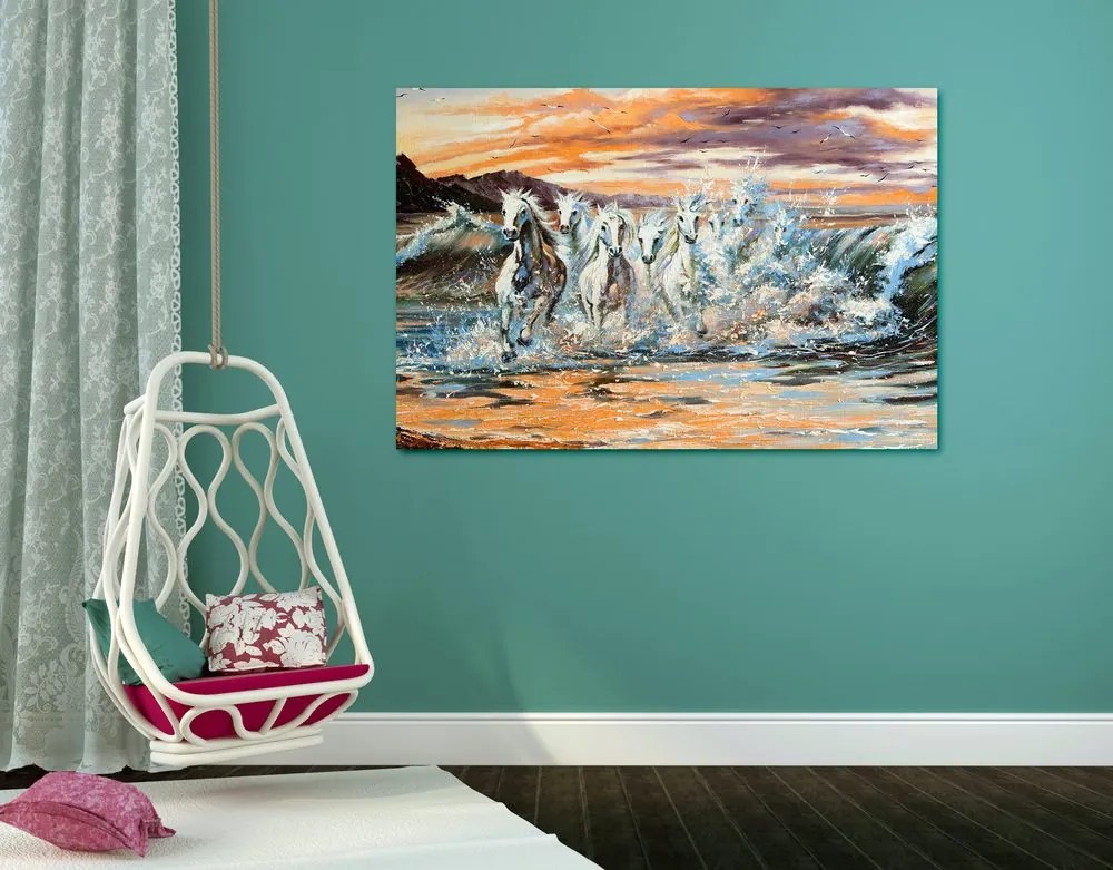 Quadro su tela – Cavalli formati da acqua