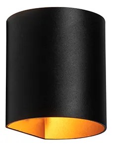 Applique da parete moderna nera con ottone - Sabbio