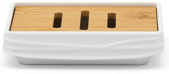 Accessori bagno in set da 3 pezzi in abs bianco linea Wave