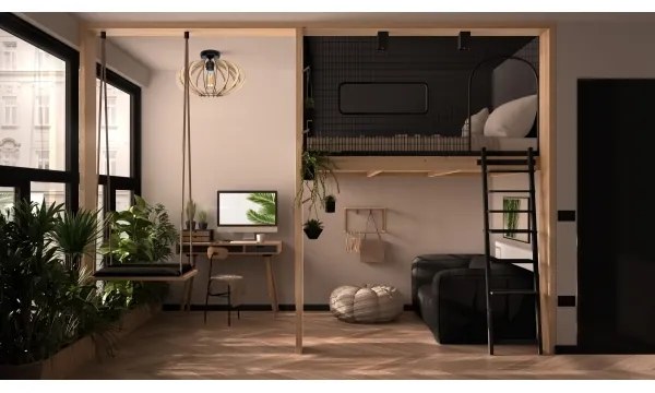 Lampadario a plafone EARTH 1xE27/60W/230V nero/beige