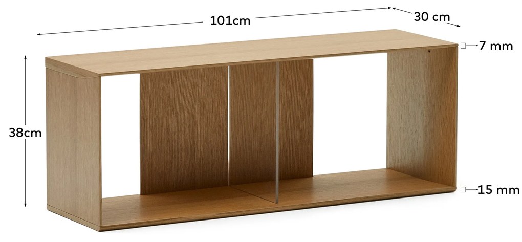 Kave Home - Modulo libreria grande Litto impiallacciato rovere 101 x 38 cm