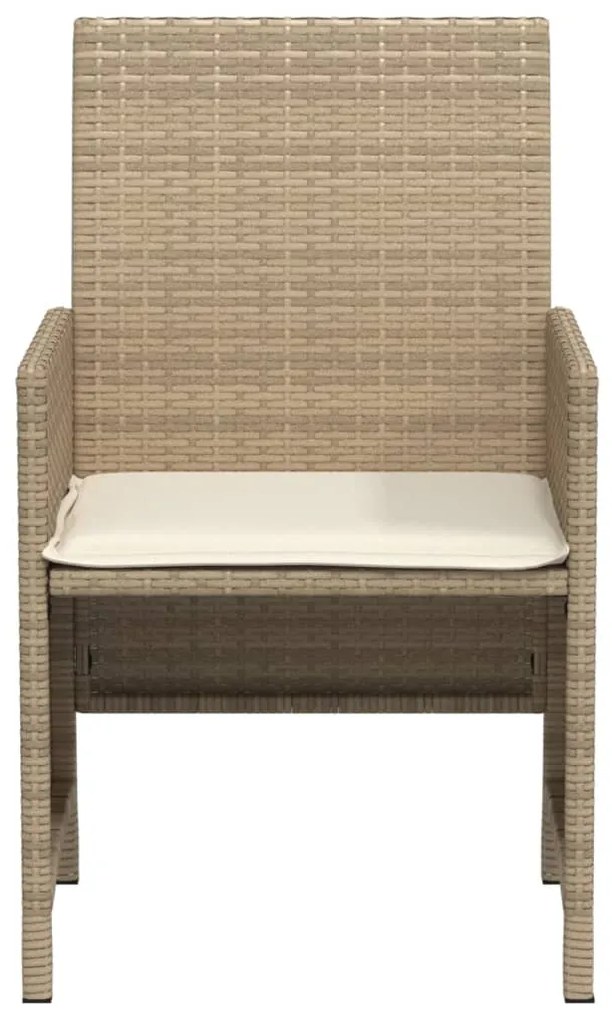 Set da Bistrò 3 pz con Cuscini Beige in Polyrattan