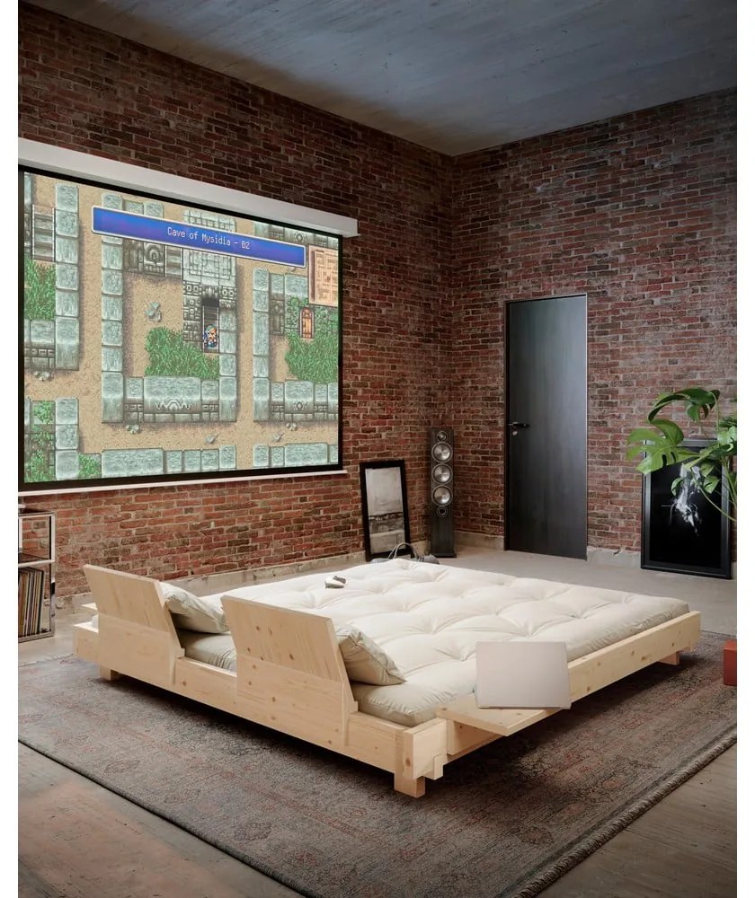 Letto matrimoniale marrone in pino massiccio con rete inclusa 160x200 cm Social – Karup Design