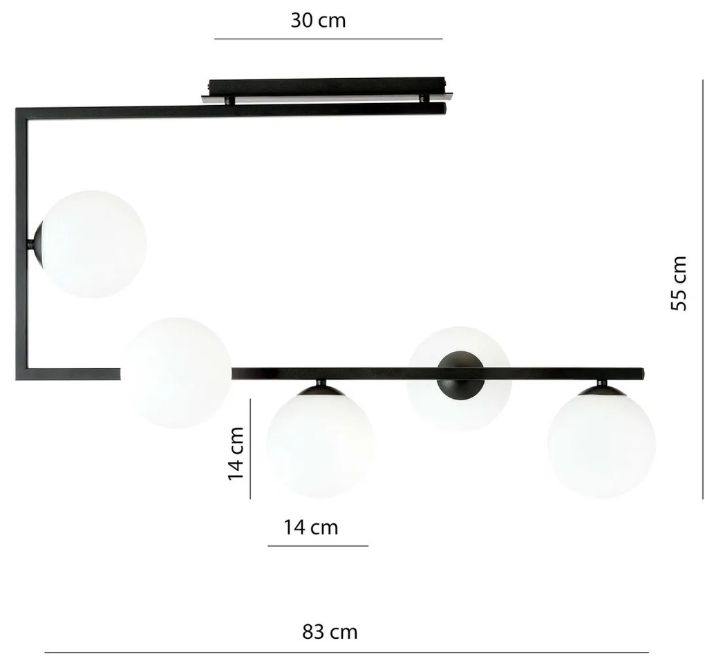 Lampadario da Soffitto SOMA 5 Black Grafite e Black White E14 Colore Bianco