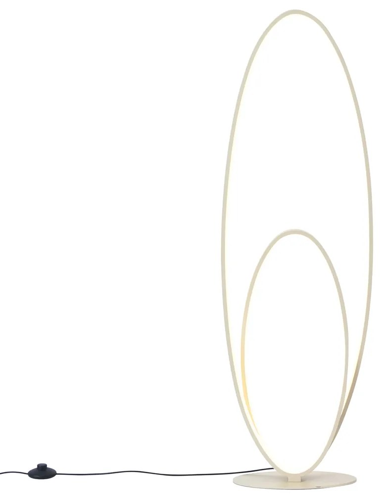 Lampada da terra di design beige con LED integrato dimmerabile a 3 livelli - Boomerang