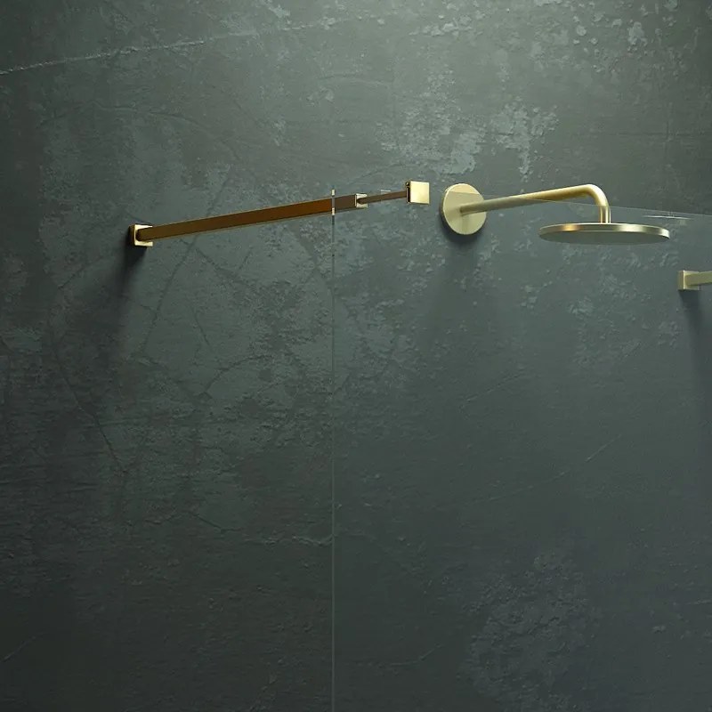Kamalu - Parete doccia walkin con staffe finitura oro satinato 110cm vetro trasparente | KW3000R