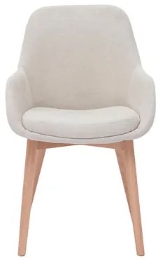 Sedie scandinave in tessuto effetto velluto beige e legno massello chiaro (set di 2) HOLO