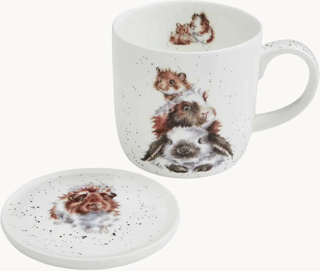 Set tazza in Fine Bone China con sottobicchiere Piggy In Middle 3 pz