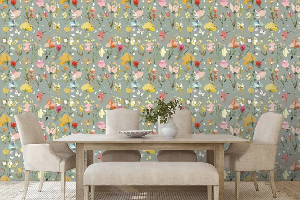 Carta da parati – Fiori dipinti astratti