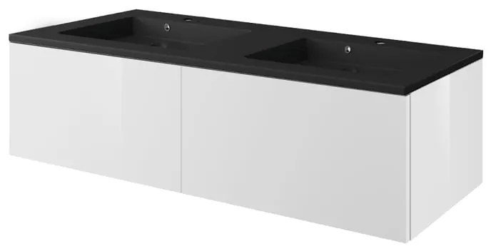 Mobile sottolavabo e lavabo Neo Line per doppia vasca bianco/nero L 120 x H 32 x P 48 cm 2 cassetti