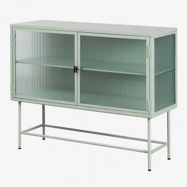 Madia verticale in metallo e vetro Celadon - Sklum