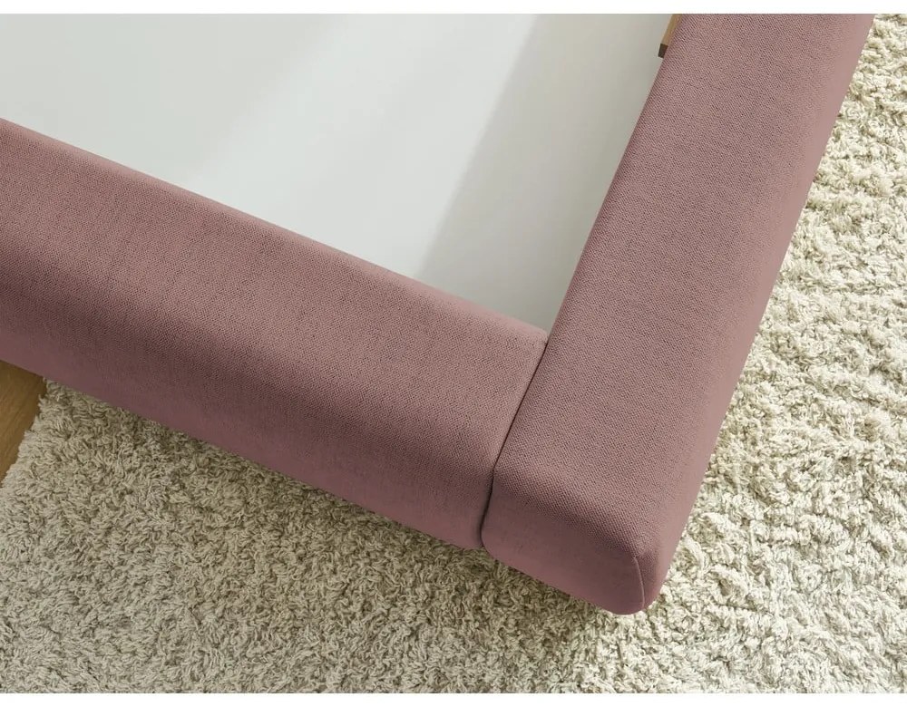 Letto matrimoniale imbottito rosa chiaro con contenitore con griglia 180x200 cm Jagna - Bobochic Paris