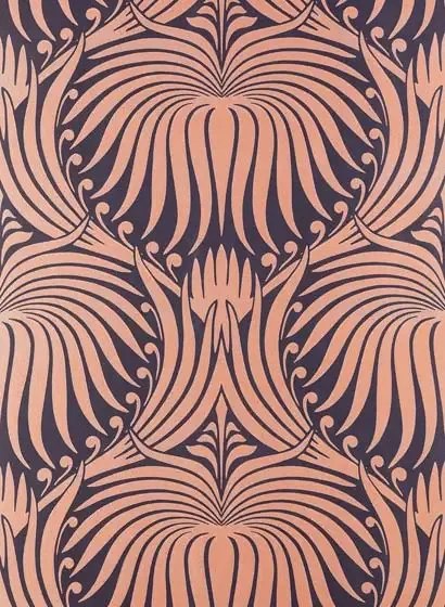 Farrow & Ball Carta da parati Lotus - Black/ Copper