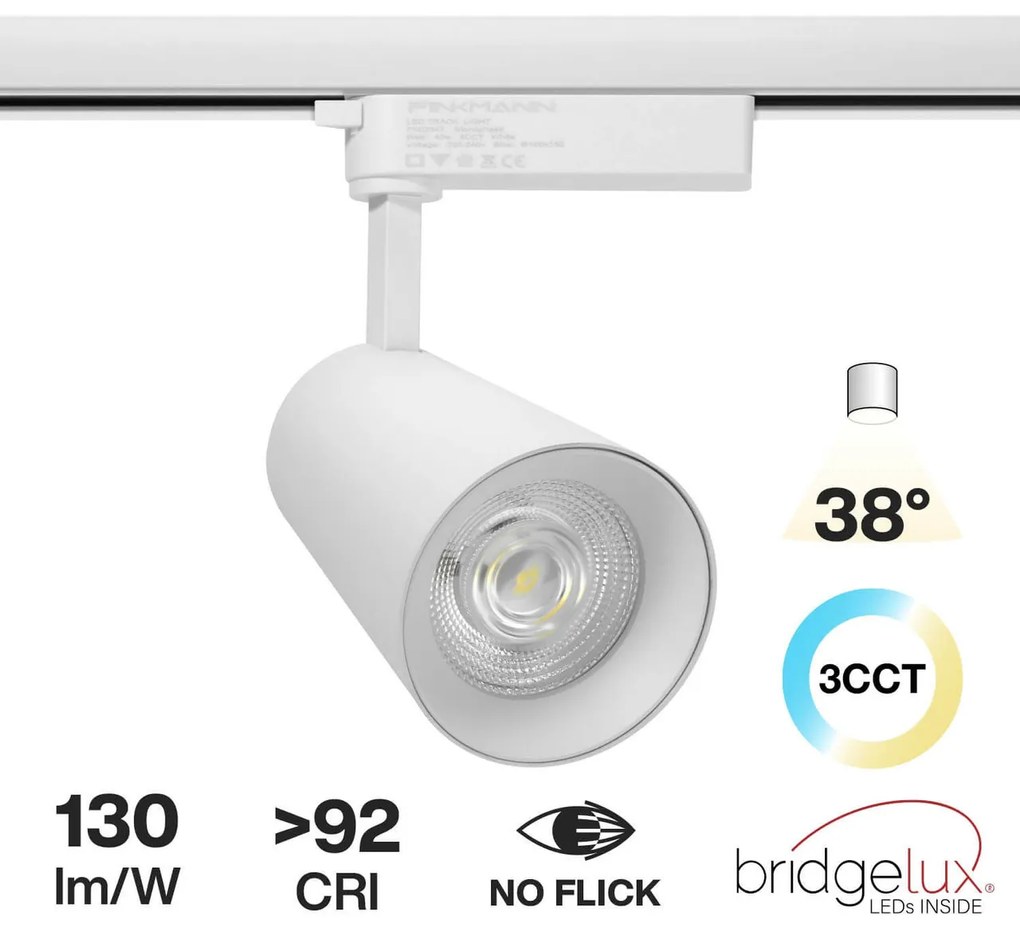 Faro LED 40W Monofase CRI92 CCT Bianco Variabile 38° Bridgelux LED Colore Bianco Variabile CCT