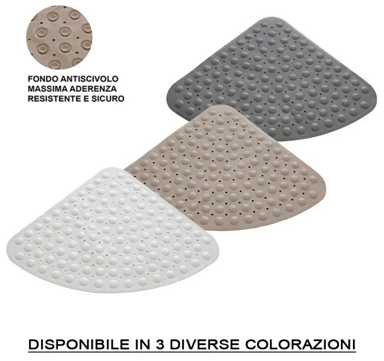 Tappeto doccia antiscivolo angolare in PVC tortora 54x54 cm