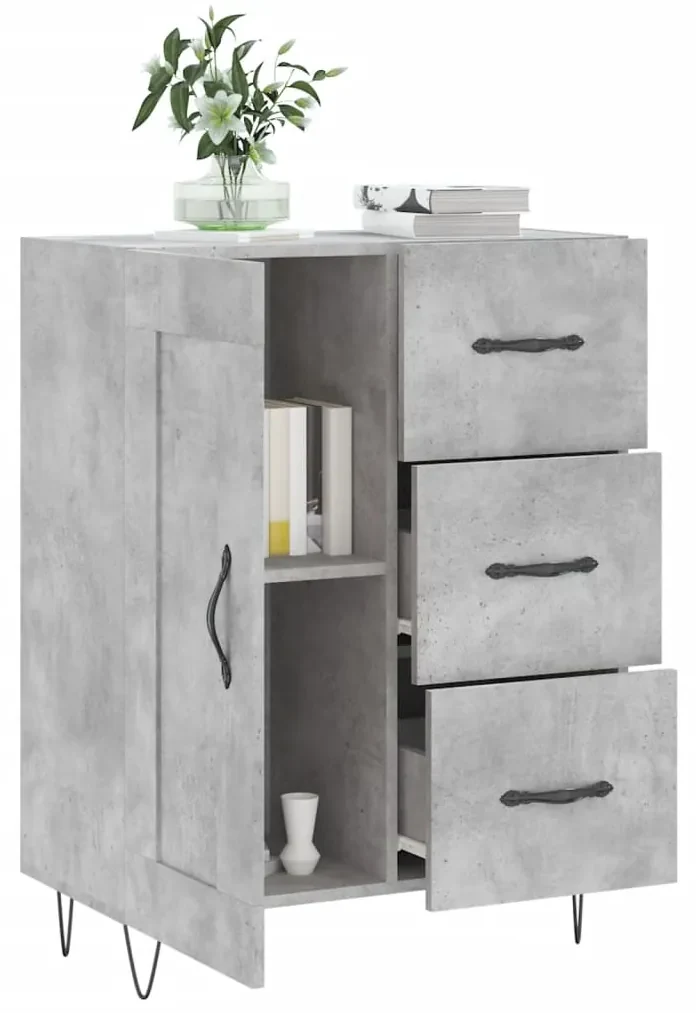 Credenza grigio cemento 69,5x34x90 cm in legno multistrato