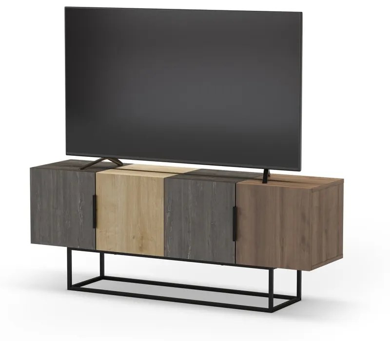 Tavolo TV in rovere decorato in marrone naturale 140x55 cm Titan - Marckeric