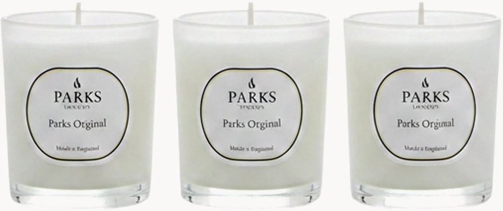 Set di 3 candele profumate fatte a mano Parks Original (limone, lavanda & ambra)