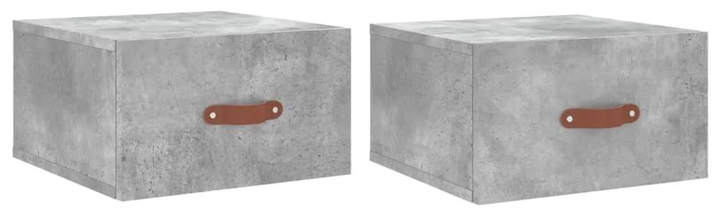 Comodini a muro 2 pz grigio cemento 35x35x20 cm
