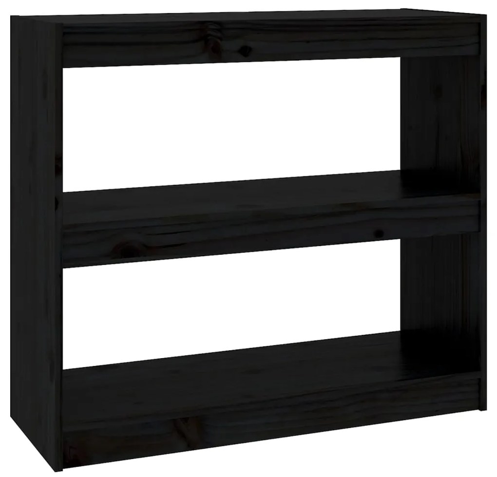 Libreria/Divisorio Nero 80x30x71,5 cm in Legno Massello di Pino