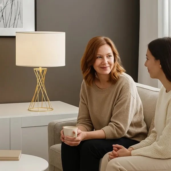 Rabalux 74081 - Lampada da tavolo NIVRA 1xE27/40W/230V dorata/bianca