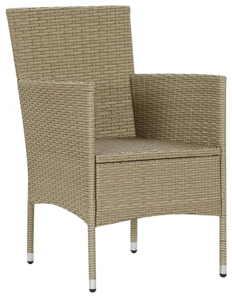 Set pranzo da giardino 7 pz con cuscini in polyrattan beige