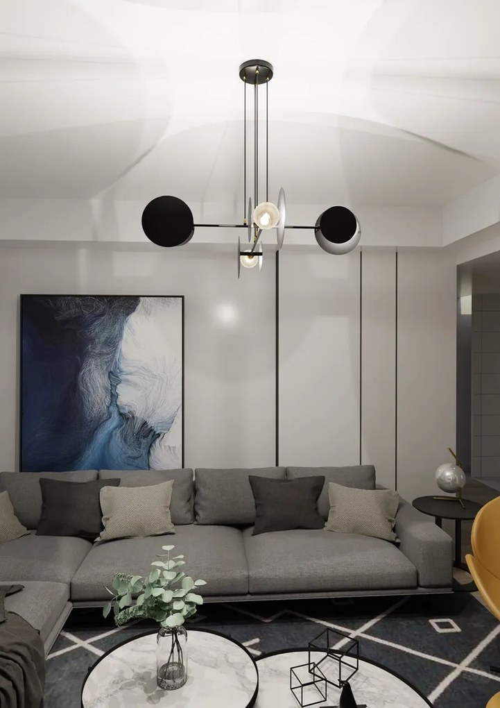 Lampadario a Sospensione in Acciaio IDEA 4 Nero/Bianco 4xE27