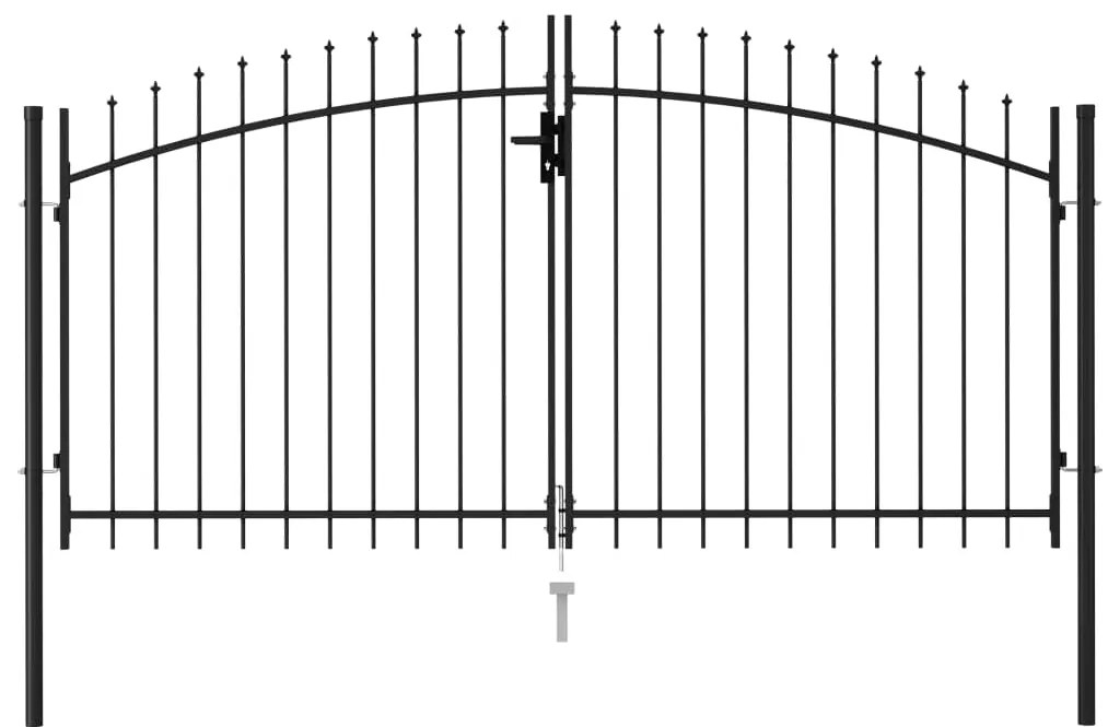 Cancello A Doppia Anta Con Punte İn Acciaio 3x1,5 M Nero /
