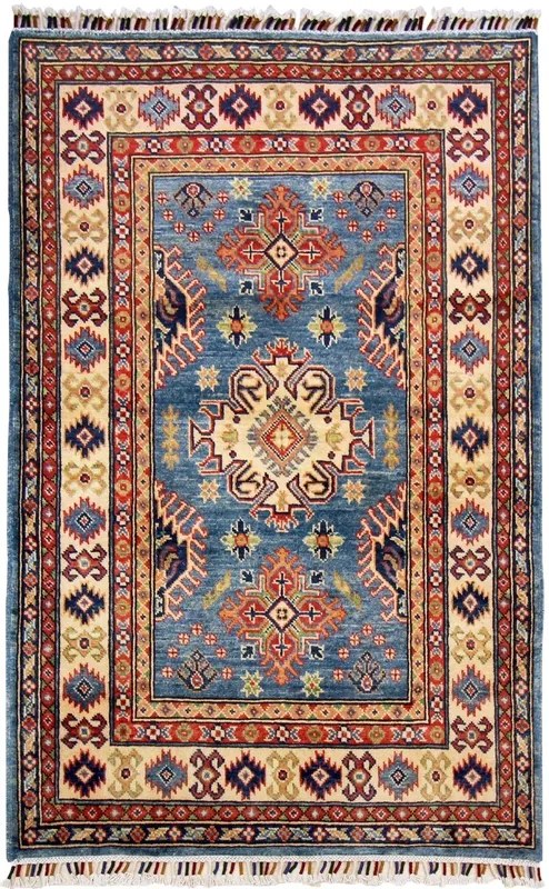 Kazak Tappeto 150x100 Blu (Afghanistan) Annodato A Mano