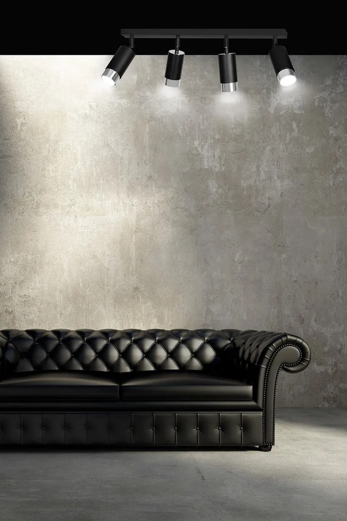 Lampada da Soffitto in Acciaio HIRO 4 Nero Cromo/Oro 4xGU10